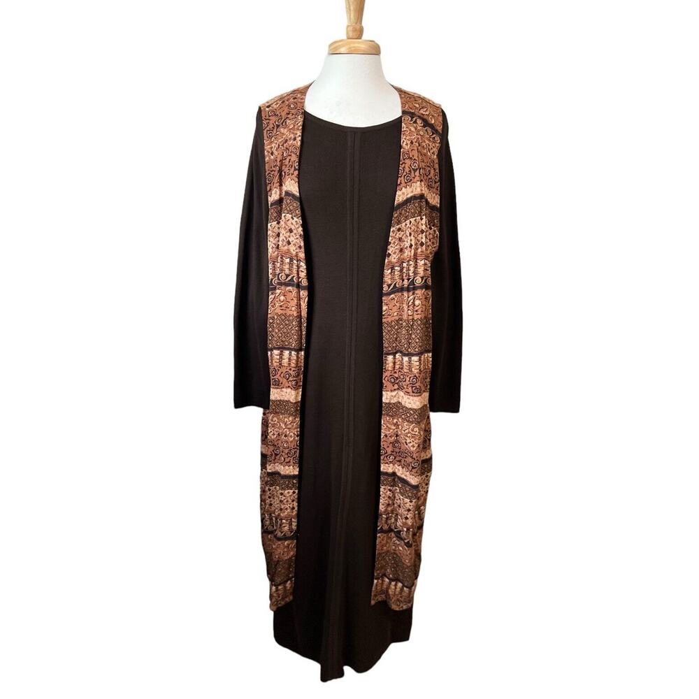 Vintage 90s Linea Boho Heavy Ribbed Maxi Sweater Dress & Duster Cardigan S/M - Picture 3 of 10